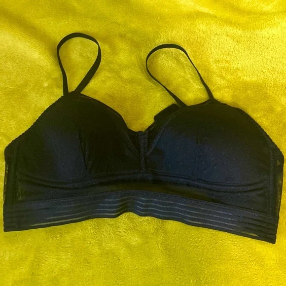 Black Stretchy Polka Dots Mesh Padded Bra Size Medium - Picture 9 of 9